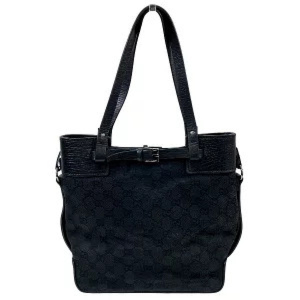 Gucci GG Canvas Buckle Tote Shoulder Bag black